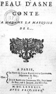 Premiere page de l'edition originale de Peau d'ane (1694)