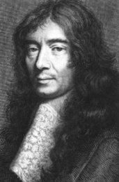 Portrait de Charles Perrault. Gravure par Baudet d'apres le portrait peint par Le Brun en 1665